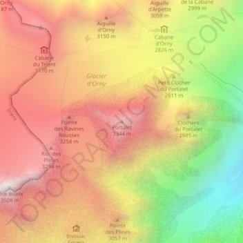Carte topographique Portalet, altitude, relief