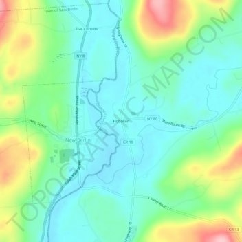 Carte topographique Hoboken, altitude, relief
