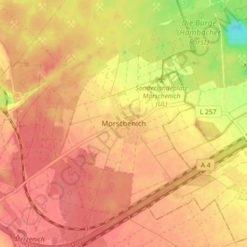 Carte topographique Bürgewald, altitude, relief