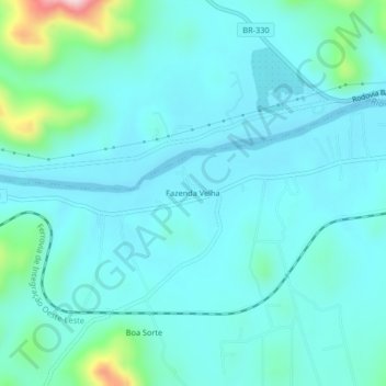 Carte topographique Fazenda Velha, altitude, relief
