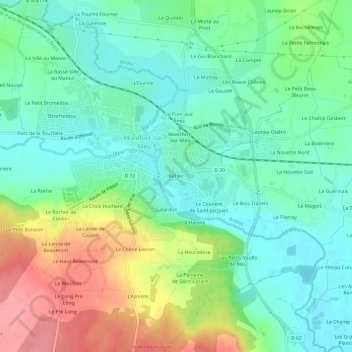 Carte topographique Bel Air, altitude, relief