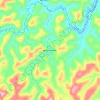 Carte topographique Vinte Alqueires, altitude, relief