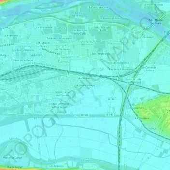 Carte topographique Le Grand Village, altitude, relief