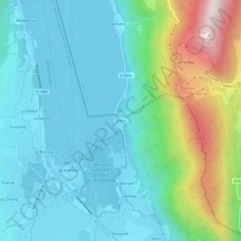 Carte topographique Glière, altitude, relief