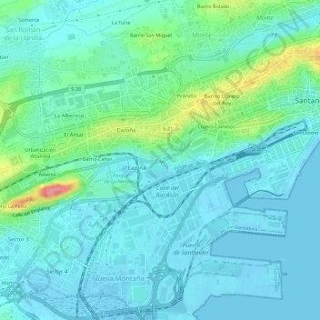Carte topographique Cajo, altitude, relief