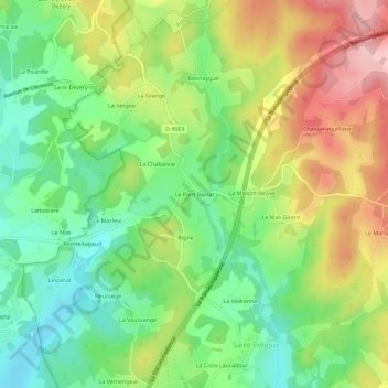 Carte topographique Le Pont Barrat, altitude, relief