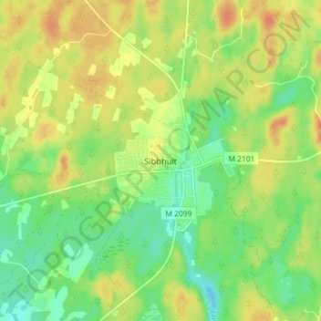 Carte topographique Sibbhult, altitude, relief