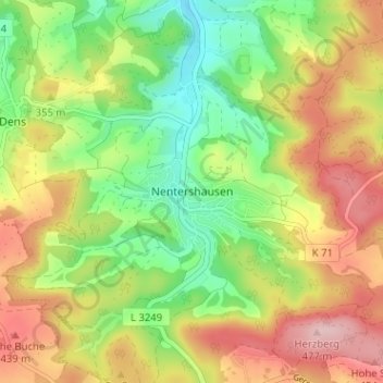 Carte topographique Nentershausen, altitude, relief