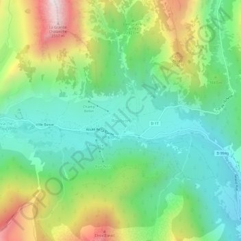 Carte topographique Roubion, altitude, relief