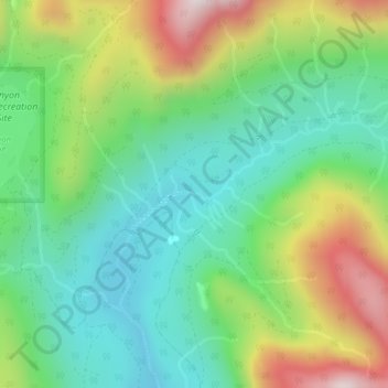 Carte topographique Grotto Falls, altitude, relief