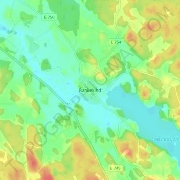 Carte topographique Bankekind, altitude, relief