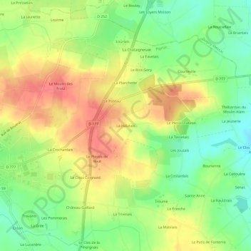 Carte topographique La Halatais, altitude, relief