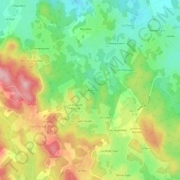 Carte topographique Les Egaliers, altitude, relief