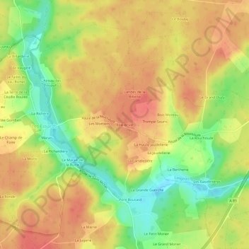 Carte topographique Bois Brûlé, altitude, relief