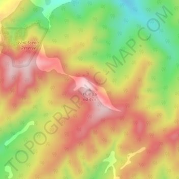 Carte topographique Hunua, altitude, relief