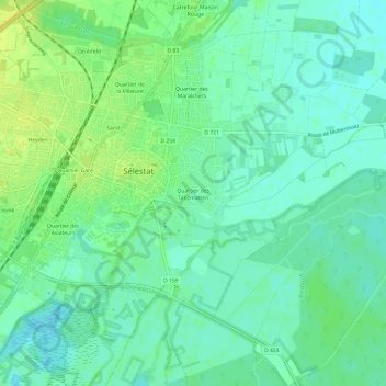 Carte topographique Quartier des Tanzmatten, altitude, relief