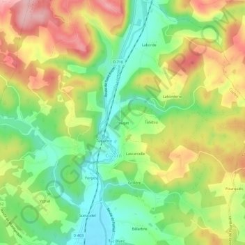 Carte topographique Pouget, altitude, relief