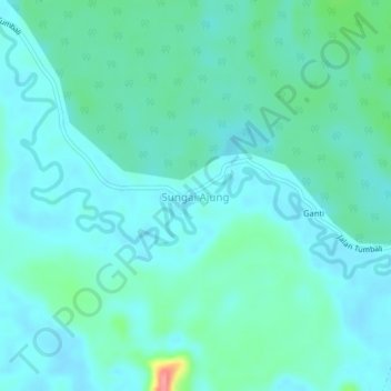 Carte topographique Sungai Ajung, altitude, relief