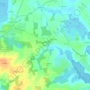 Carte topographique Quintin, altitude, relief