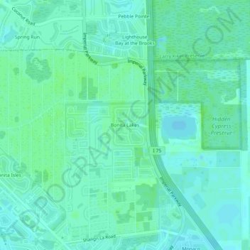 Carte topographique Bonita Lakes, altitude, relief