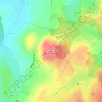 Carte topographique Les Chaumes, altitude, relief