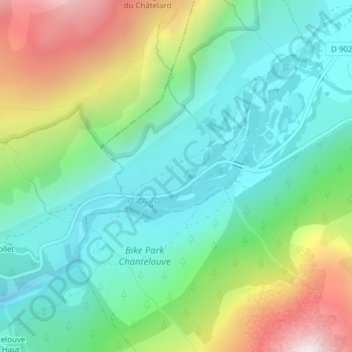 Carte topographique La Chalpe, altitude, relief
