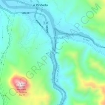 Carte topographique La Bocana, altitude, relief