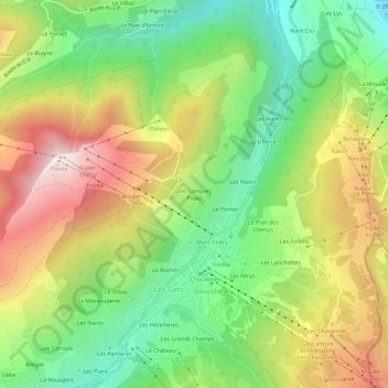 Carte topographique Les Longues Poses, altitude, relief
