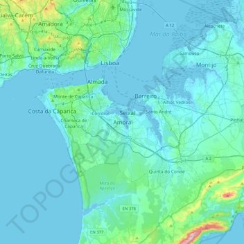 Carte topographique Amora, altitude, relief