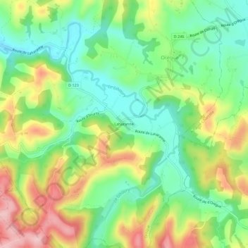 Carte topographique Laharanne, altitude, relief