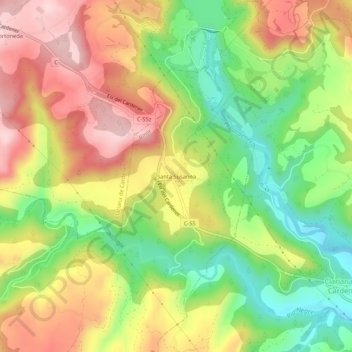 Carte topographique Santa Susanna, altitude, relief