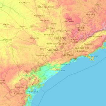 Carte topographique Vila Dirce, altitude, relief
