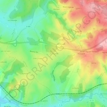 Carte topographique Les Espalus, altitude, relief