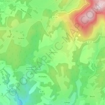 Carte topographique Chauzeix, altitude, relief
