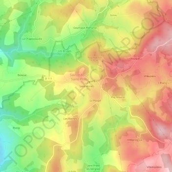 Carte topographique Saint-Anne, altitude, relief