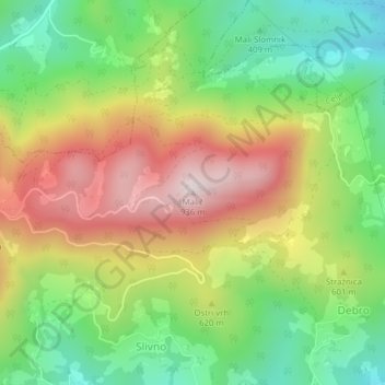 Carte topographique Malič, altitude, relief