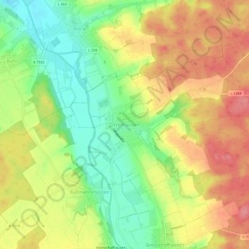 Carte topographique Orsenhausen, altitude, relief