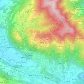 Carte topographique Giovenzana, altitude, relief