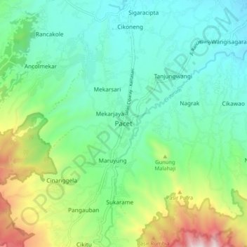 Carte topographique Pacet, altitude, relief