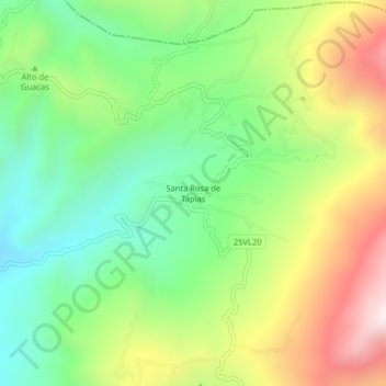 Carte topographique Santa Rosa de Tapias, altitude, relief