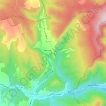 Carte topographique La Traverse, altitude, relief