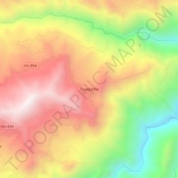 Carte topographique Tayagasha, altitude, relief
