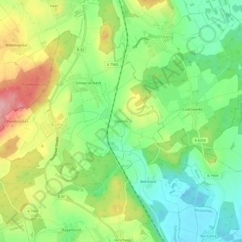 Carte topographique Glochen, altitude, relief