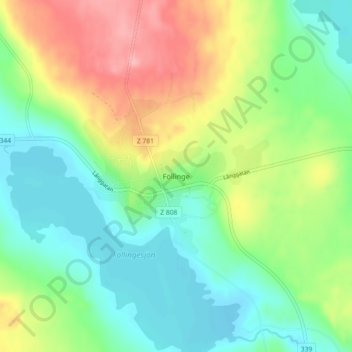 Carte topographique Föllinge, altitude, relief