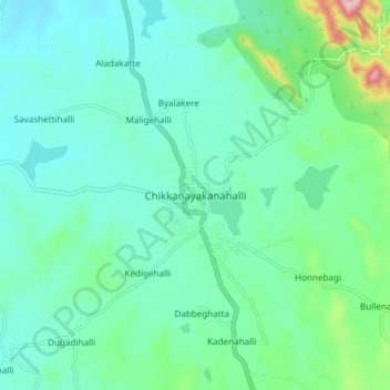 Carte topographique Chikkanayakanahalli, altitude, relief