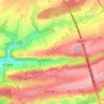 Carte topographique Jassogne, altitude, relief