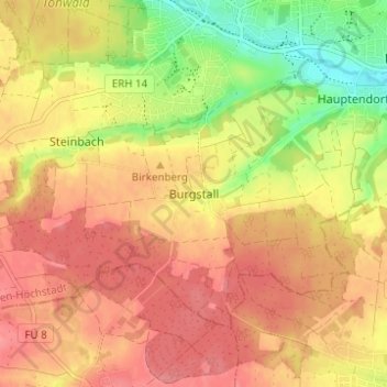 Carte topographique Burgstall, altitude, relief