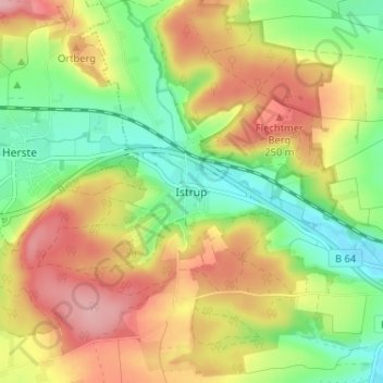Carte topographique Istrup, altitude, relief