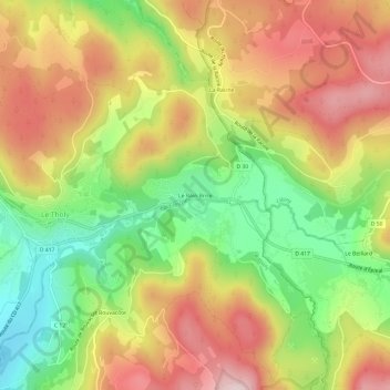 Carte topographique Le Rain Brice, altitude, relief