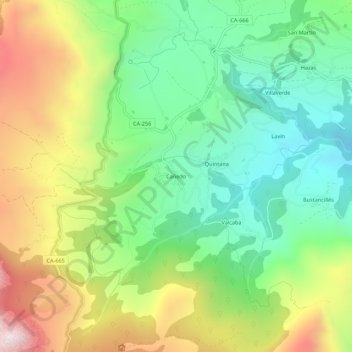 Carte topographique Cañedo, altitude, relief